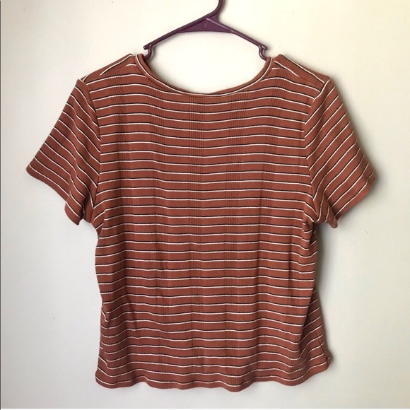 American Eagle Outfitters Tops - americaneagle top orange, white & black size large